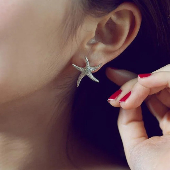 Vivid Starfish Full Zircon Stud Earrings for Women, EVGG1038 - Picture 8 of 9